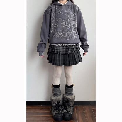 Tiered Pleated Mini A-Line Skirt - Mid Rise