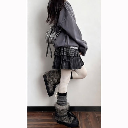 Tiered Pleated Mini A-Line Skirt - Mid Rise