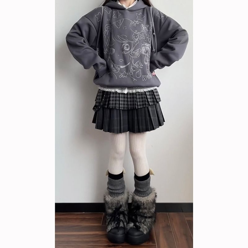 Tiered Pleated Mini A-Line Skirt - Mid Rise