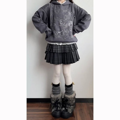 Tiered Pleated Mini A-Line Skirt - Mid Rise