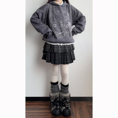 Tiered Pleated Mini A-Line Skirt - Mid Rise