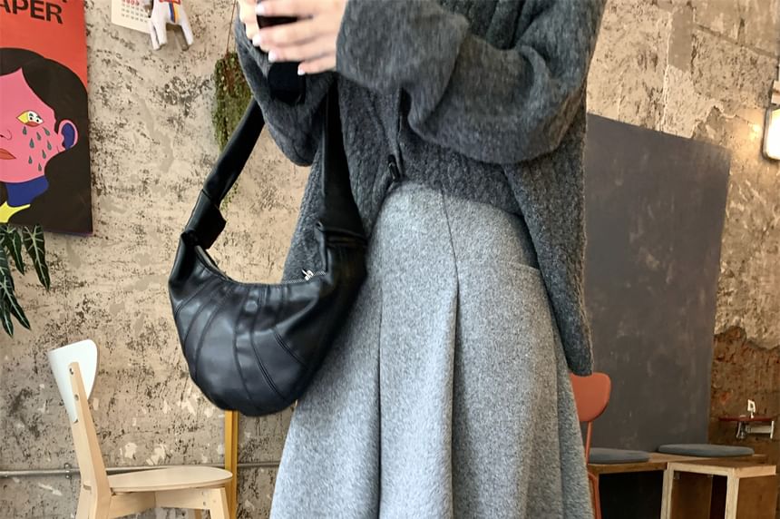 Plain Midi A-Line Skirt - Mid Rise
