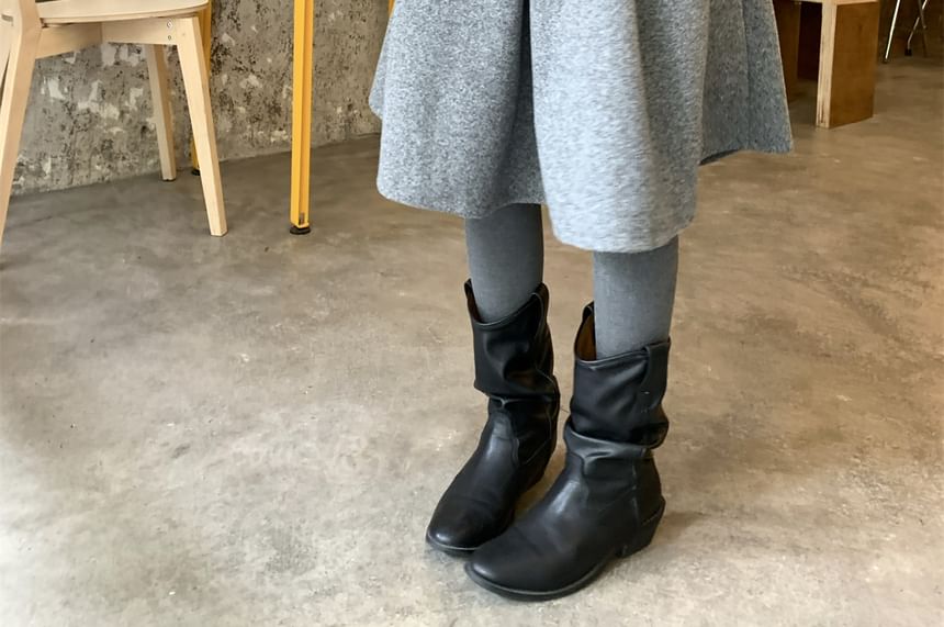 Plain Midi A-Line Skirt - Mid Rise