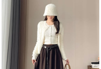 Plain Midi A-Line Skirt - High Rise