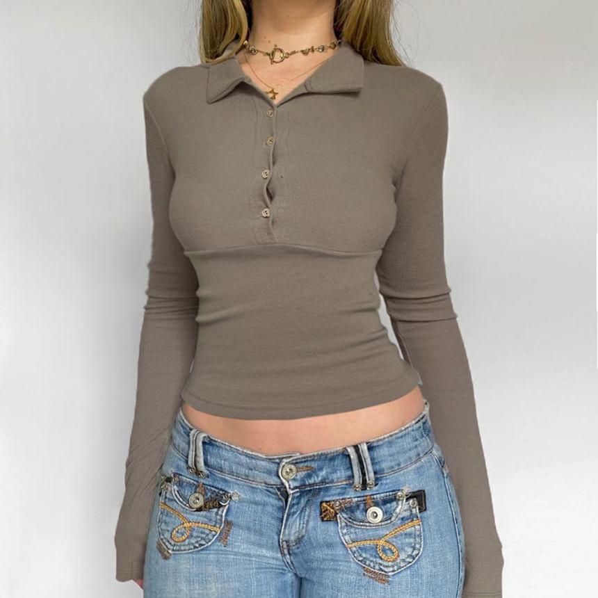 Collared Slim Fit Long Sleeve Tee