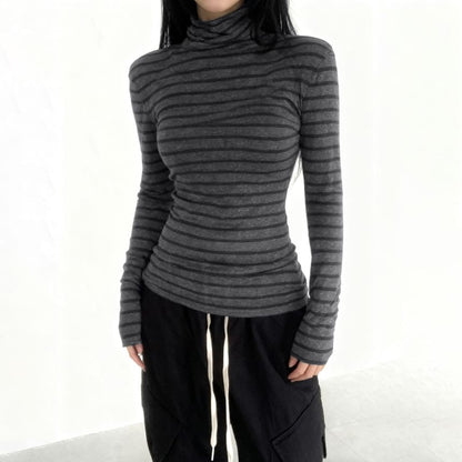 Striped Turtleneck Long Sleeve Tee