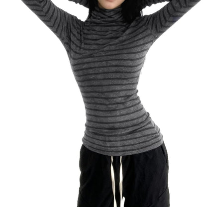 Striped Turtleneck Long Sleeve Tee