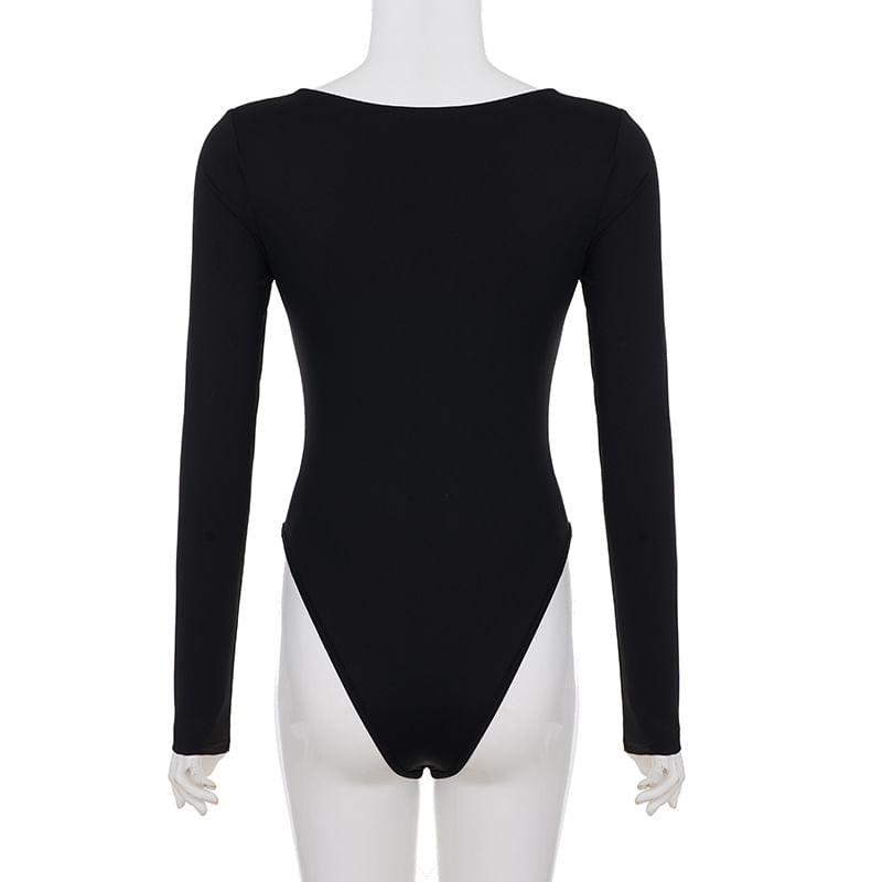 Notch Neck Long Sleeve Bodysuit