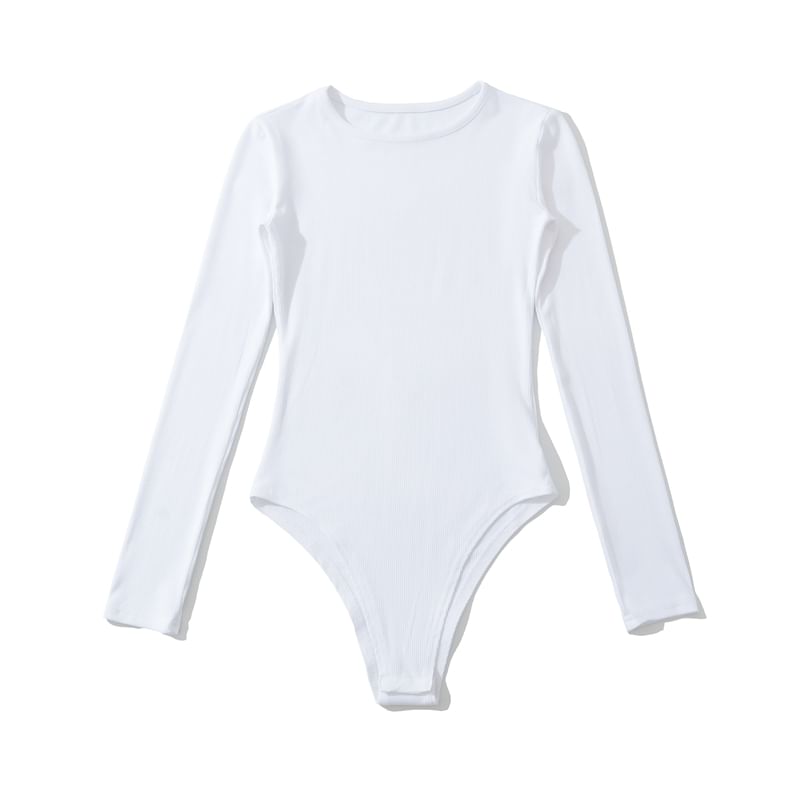 Plain Long Sleeve Bodysuit Top