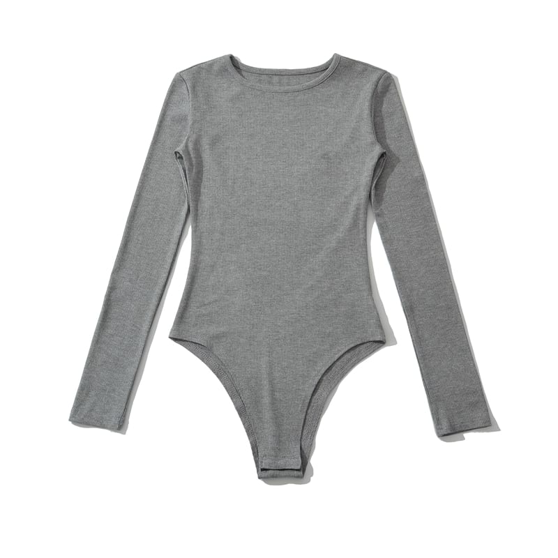 Plain Long Sleeve Bodysuit Top