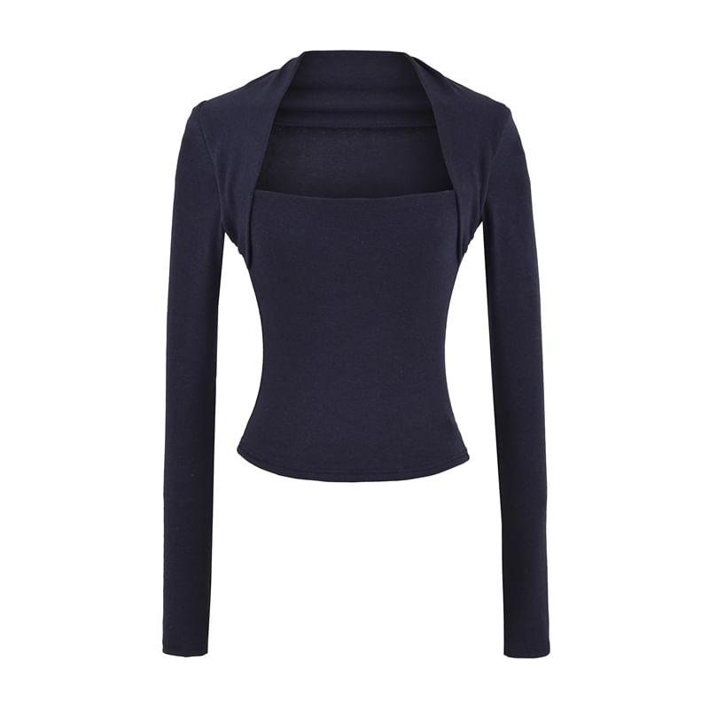 Square Neck Crop Top with Solid Color