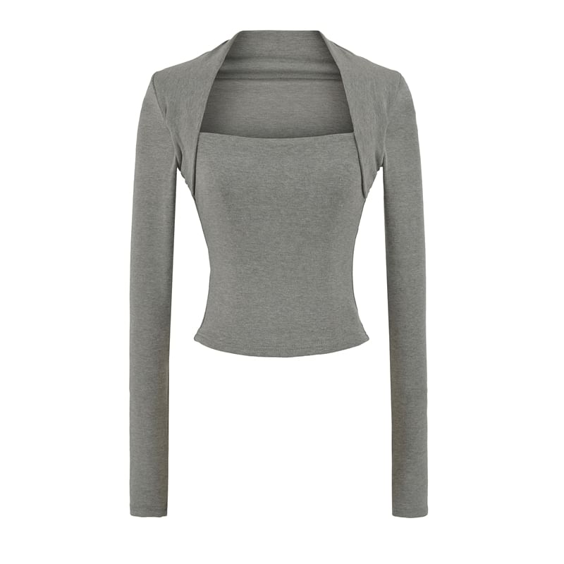 Square Neck Crop Top with Solid Color