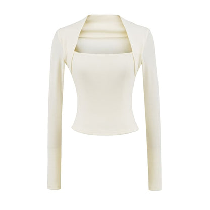 Square Neck Crop Top with Solid Color