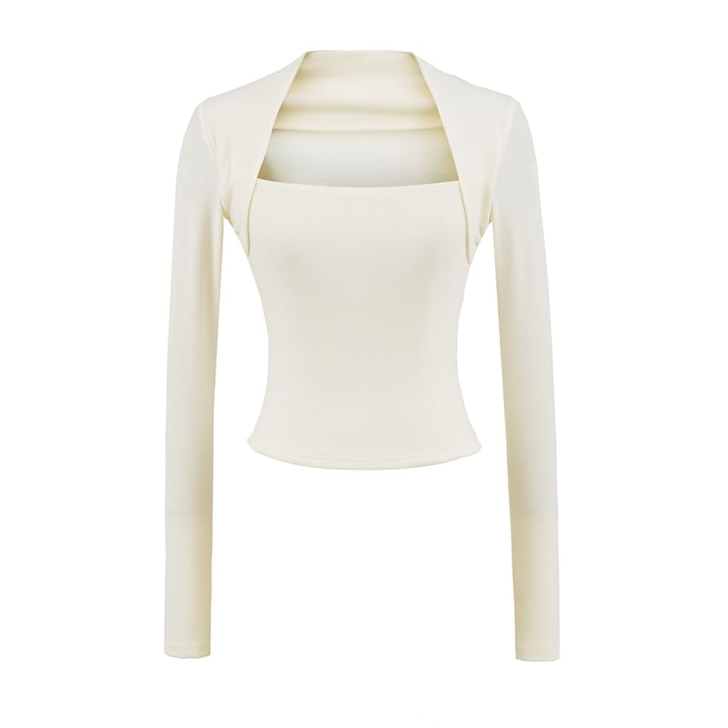 Square Neck Crop Top with Solid Color