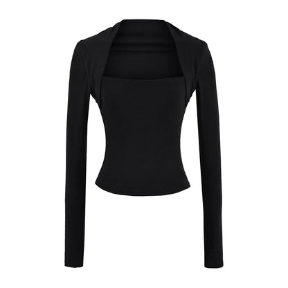 Square Neck Crop Top with Solid Color