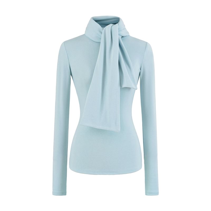 Mock Neck Long-Sleeve Top in Solid Hue