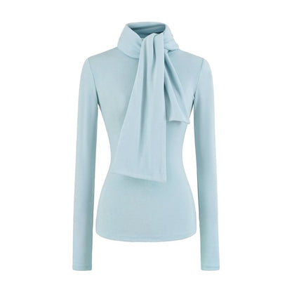 Mock Neck Long-Sleeve Top in Solid Hue