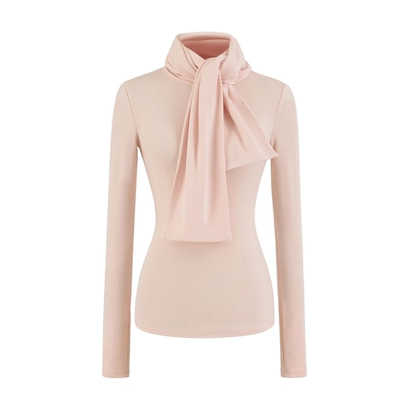Mock Neck Long-Sleeve Top in Solid Hue