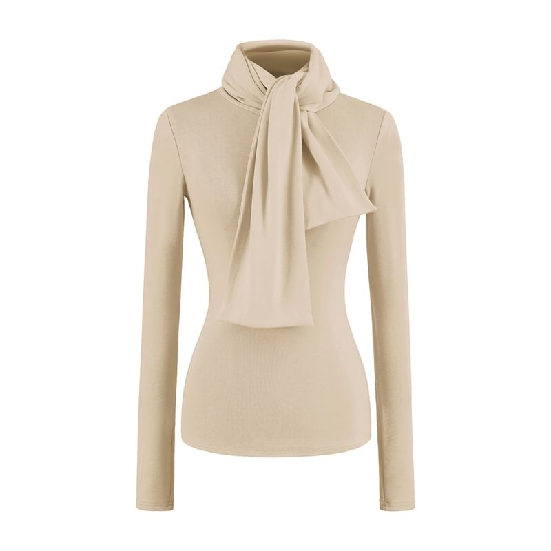 Mock Neck Long-Sleeve Top in Solid Hue