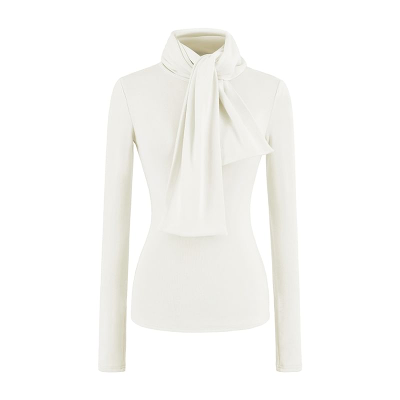 Mock Neck Long-Sleeve Top in Solid Hue