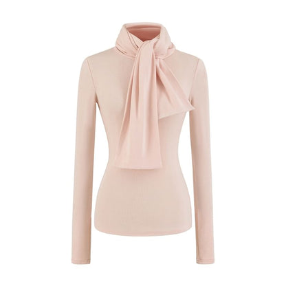 Mock Neck Long-Sleeve Top in Solid Hue