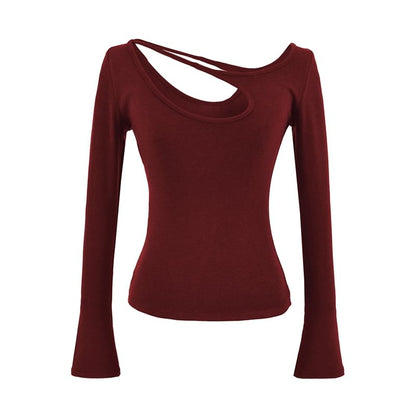 Cutout Design Long Sleeve Blouse