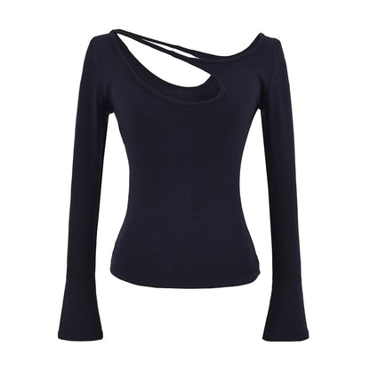 Cutout Design Long Sleeve Blouse