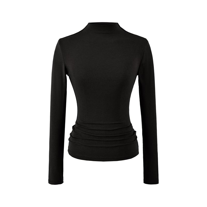 Knit Mock Neck Long Sleeve Pullover