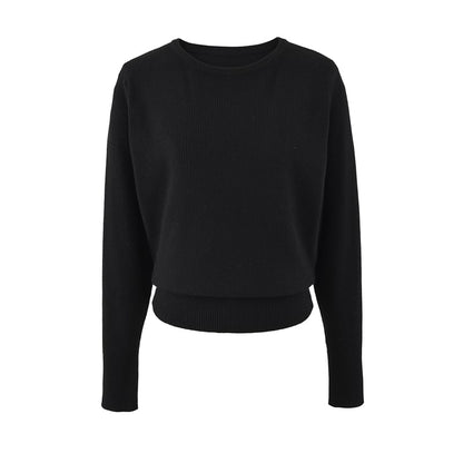 Crew Neck Solid Knit Sweater