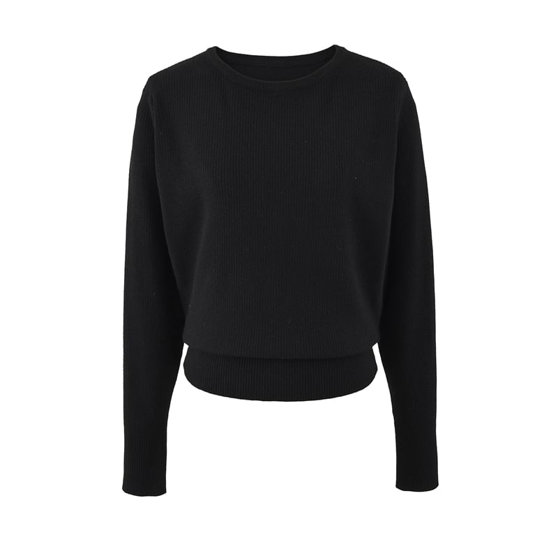 Crew Neck Solid Knit Sweater
