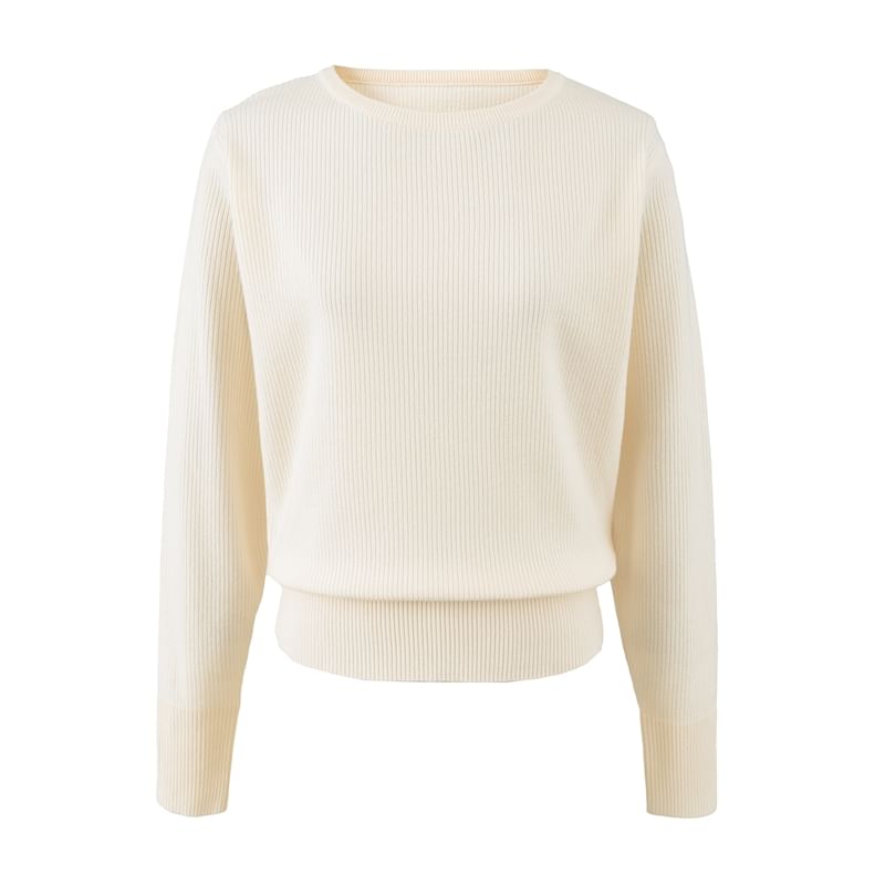 Crew Neck Solid Knit Sweater