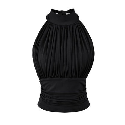 Mock Neck Sleeveless Top in Plain Design