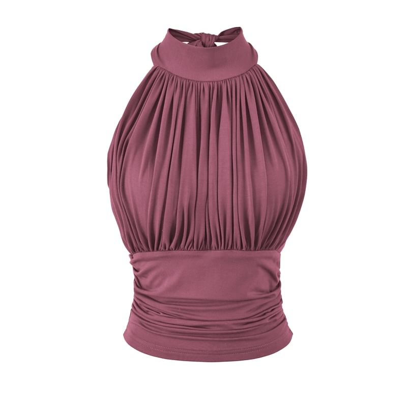 Mock Neck Sleeveless Top in Plain Design