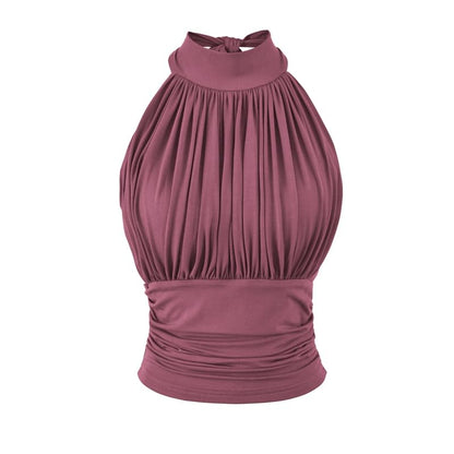 Mock Neck Sleeveless Top in Plain Design