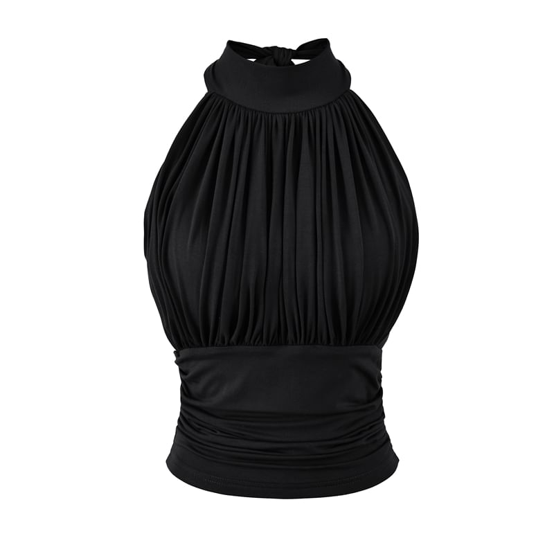 Mock Neck Sleeveless Top in Plain Design