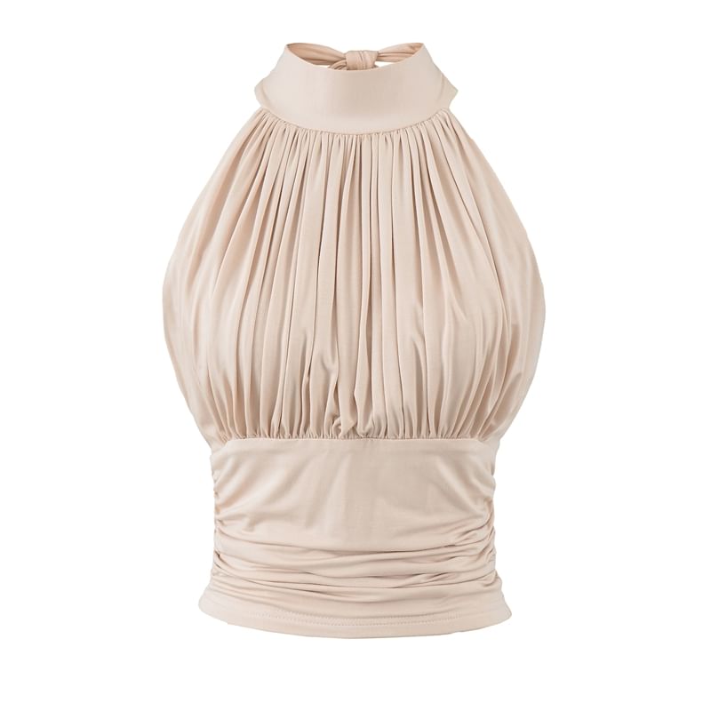 Mock Neck Sleeveless Top in Plain Design