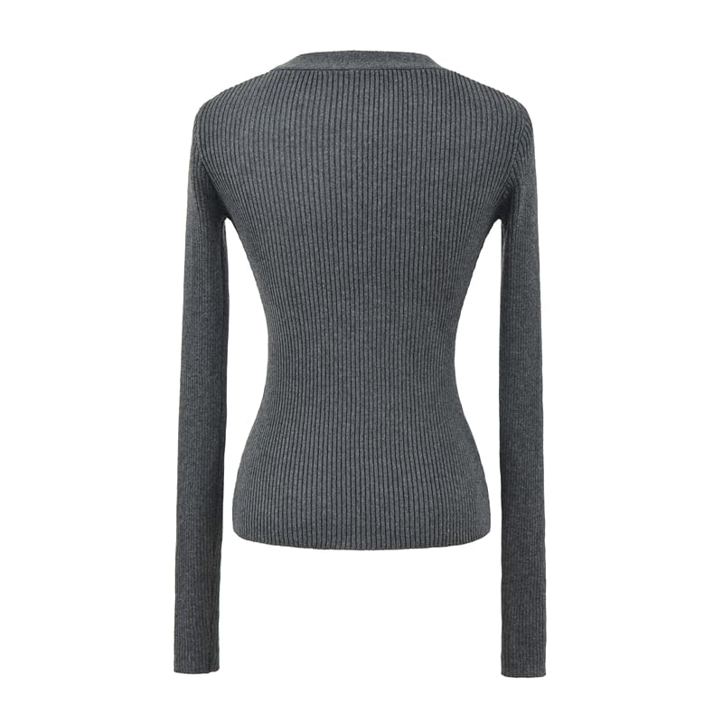 V-Neck Long Sleeve Solid Knitwear