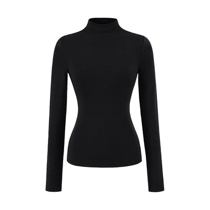 Mock Neck Long Sleeve Solid T-Shirt