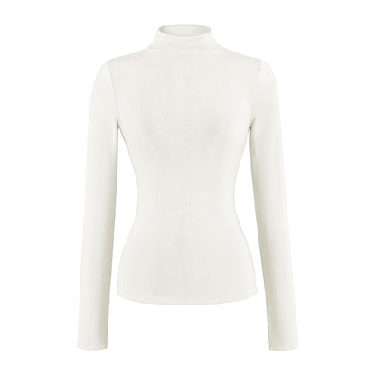 Mock Neck Long Sleeve Solid T-Shirt