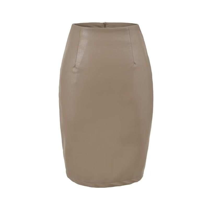 Faux Leather Pencil Skirt - High Waist