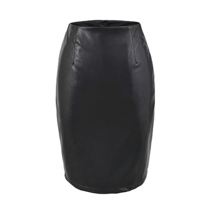 Faux Leather Pencil Skirt - High Waist