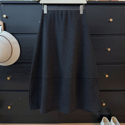 High Waist Plain Maxi A-Line Skirt