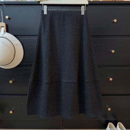 High Waist Plain Maxi A-Line Skirt