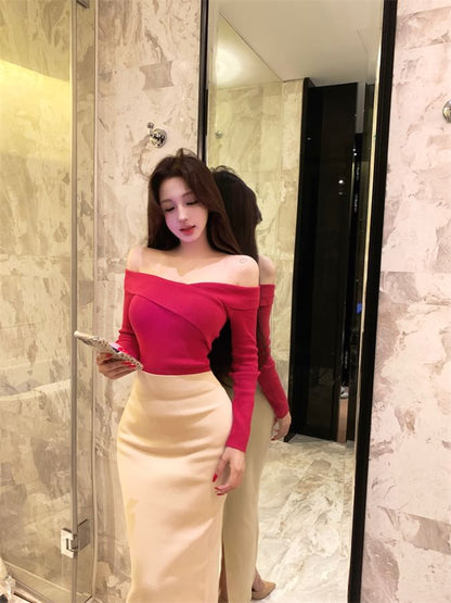 Off-Shoulder Tee & Maxi Pencil Skirt Set