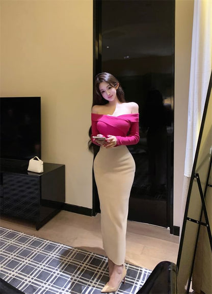 Off-Shoulder Tee & Maxi Pencil Skirt Set