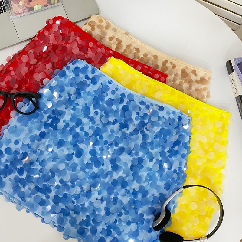 High Rise Sequin Mini A-Line Tutu Skirt