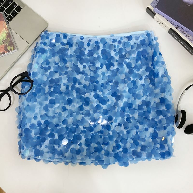 High Rise Sequin Mini A-Line Tutu Skirt