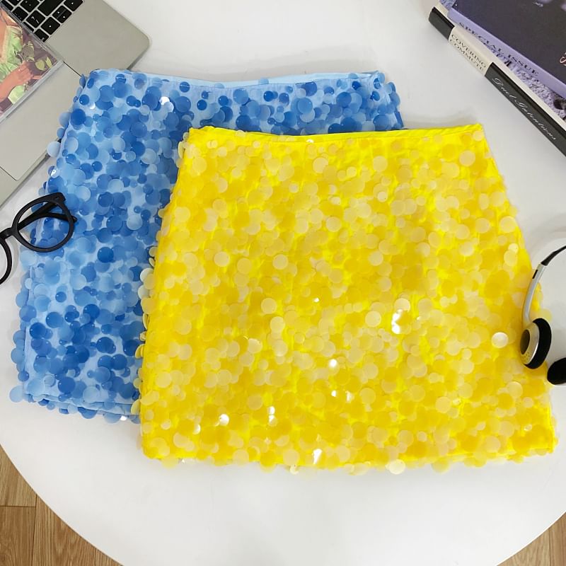 High Rise Sequin Mini A-Line Tutu Skirt