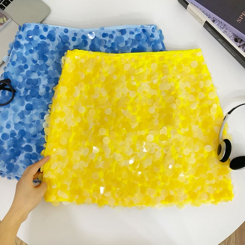 High Rise Sequin Mini A-Line Tutu Skirt