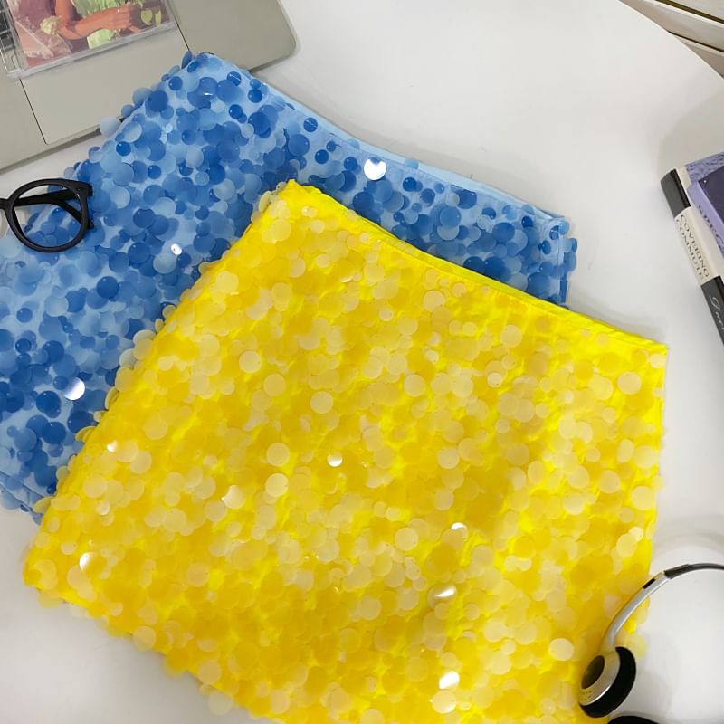 High Rise Sequin Mini A-Line Tutu Skirt